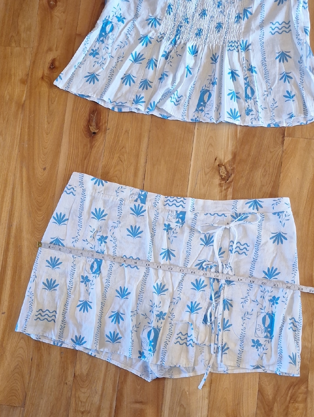 Wild Fable Blue & White Floral 2 Piece Skort Set Linen Blend XXL - Picture 11 of 14